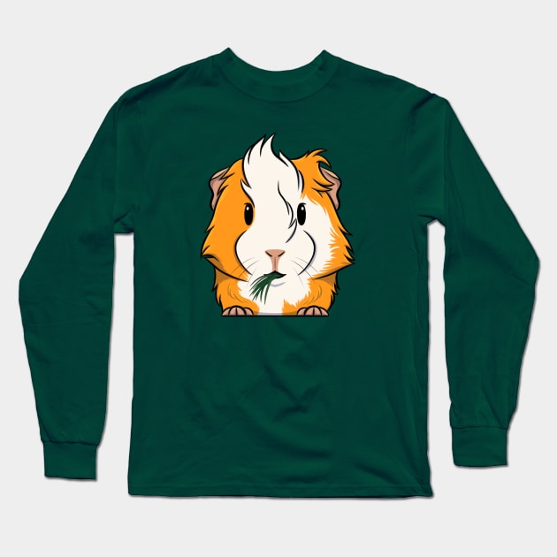 Orange/White Abyssinian Guinea Pig Long Sleeve T-Shirt by DeguArts